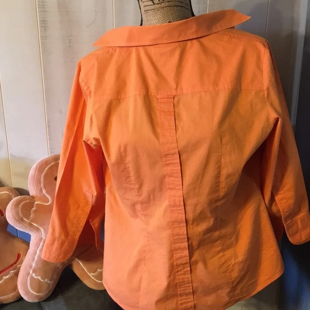 NEW York & Company Orange Button Up Blouse Size S - Picture 5 of 5